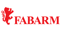Logo Fabarm rouge avec un lion héraldique rampant à gauche et le nom de la marque FABARM en lettres capitales.