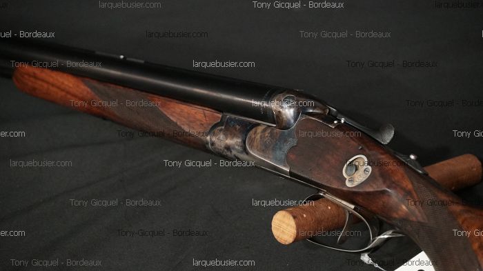 Fusil de chasse juxtaposé Tony Gicquel - Bordeaux, canon bronzé, crosse bois ouvragé. larquebusier.com.